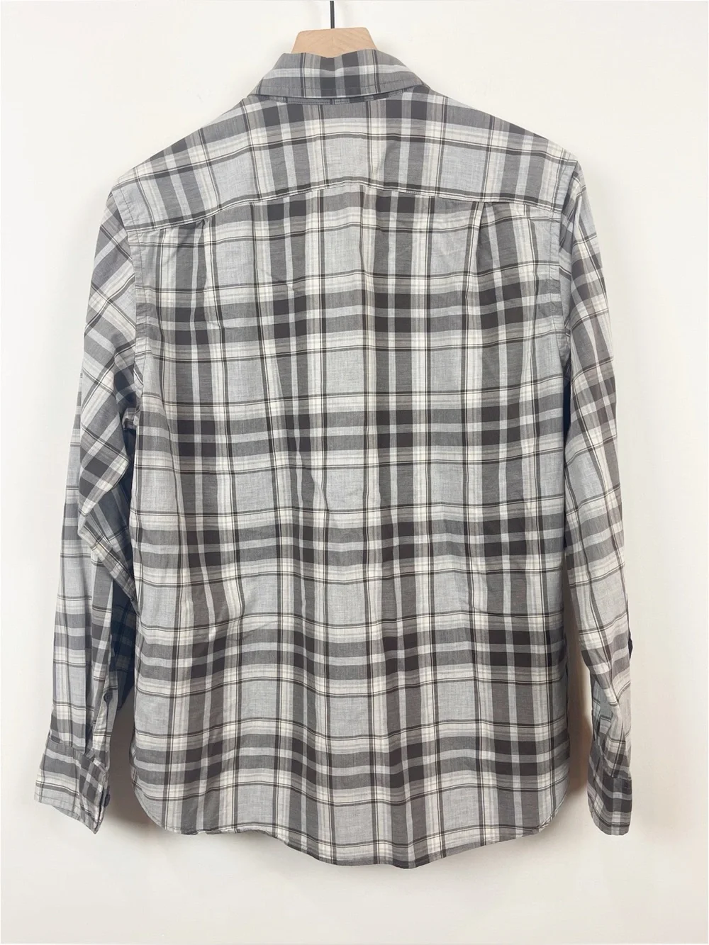 J. Crew Tailored by J Crew Gray, Brown and White Plaid Button-Up Shirt